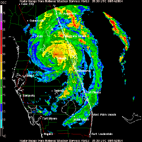 Radar image from Melbourne NWS